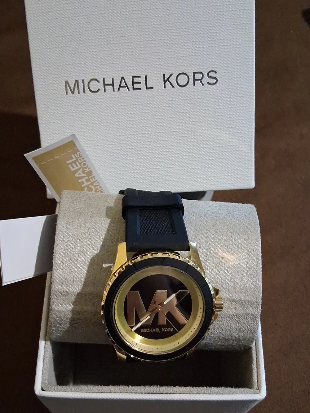 Michael Kors Men's Gold and Black Logo Sport Watch